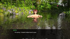 3D παιχνίδι πορνό: Jhons ερωτική περιπέτεια με την Audrey και τη Lizzie δίπλα στο ποτάμι
